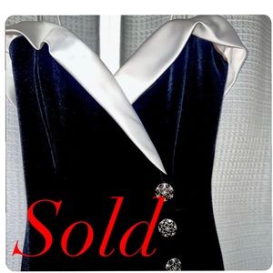 Black velvet floor length formal dress with embellishments